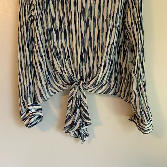 Karen Kane Teal Metallic LP Tie Front Top - Picture 4 of 13